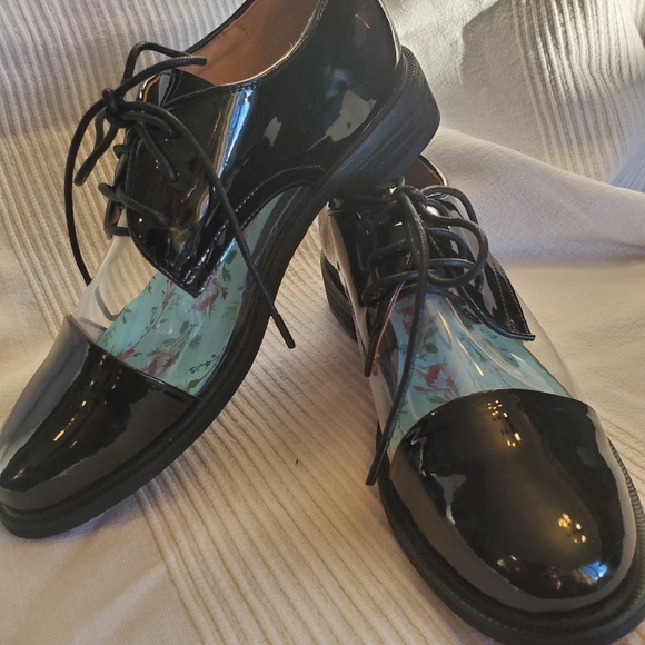 FY Zoe Hope Oxfords Modern Saddle Shoes size 8.5 Transparent and Black - Picture 5 of 8